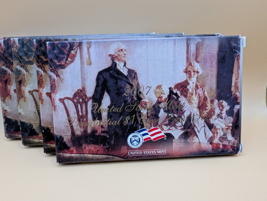 Lot of 7 US Mint Presidential $1 Coin Proof Sets 2007 2008 2009 Excellent Condition - 5