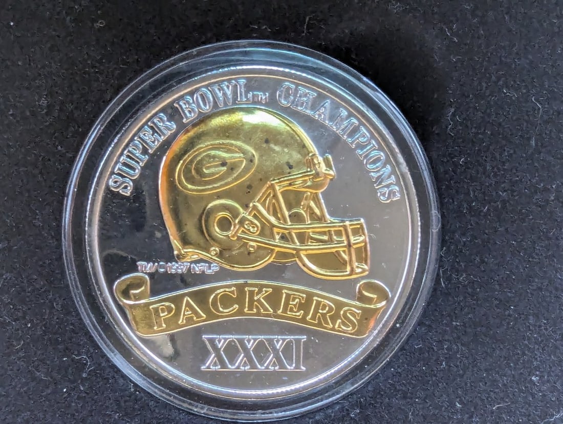 1997 Green Bay Packers Super Bowl XXXI Champions 1oz .999 Fine Silver Coin Mint - 2