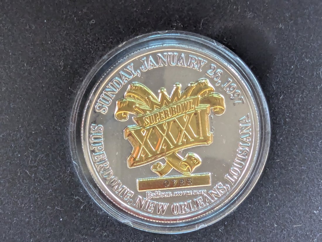 1997 Green Bay Packers Super Bowl XXXI Champions 1oz .999 Fine Silver Coin Mint - 3