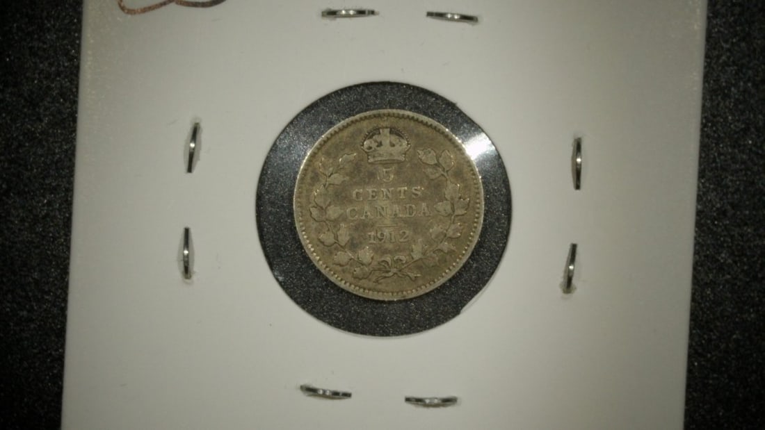 1912 Canada 5 Cents Silver Coin by Sir Edgar Bertram Mackennal, Very Good Condition - 2
