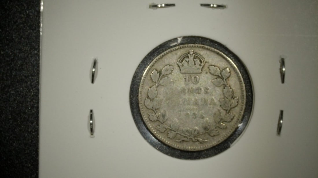 1896 Canada Silver 10 Cents Coin Queen Victoria About Good Royal Mint - 2