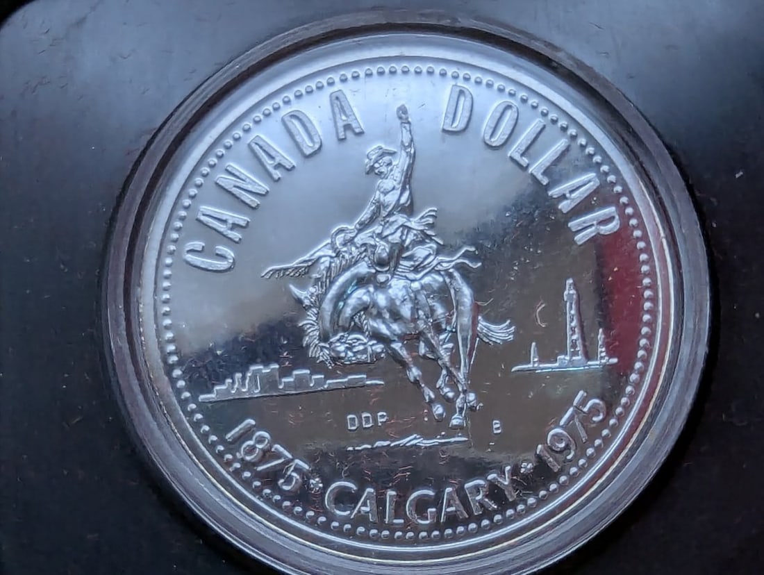 Lot of 3 1975 Royal Canadian Mint Calgary Centennial Proof Silver Dollars - 3