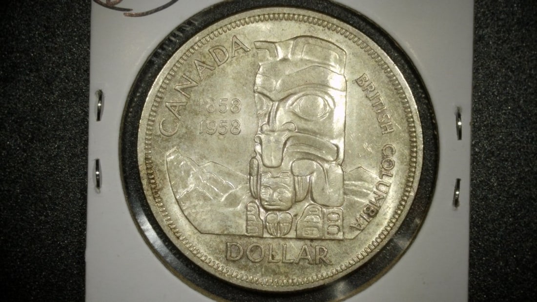 1958 Canada Silver Dollar British Columbia Centennial Extra Fine Stephen Trenka - 2