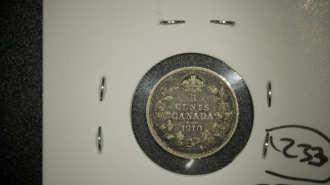 1910 Canada 5 Cents Silver Coin Edward VII Very Fine Condition - 2