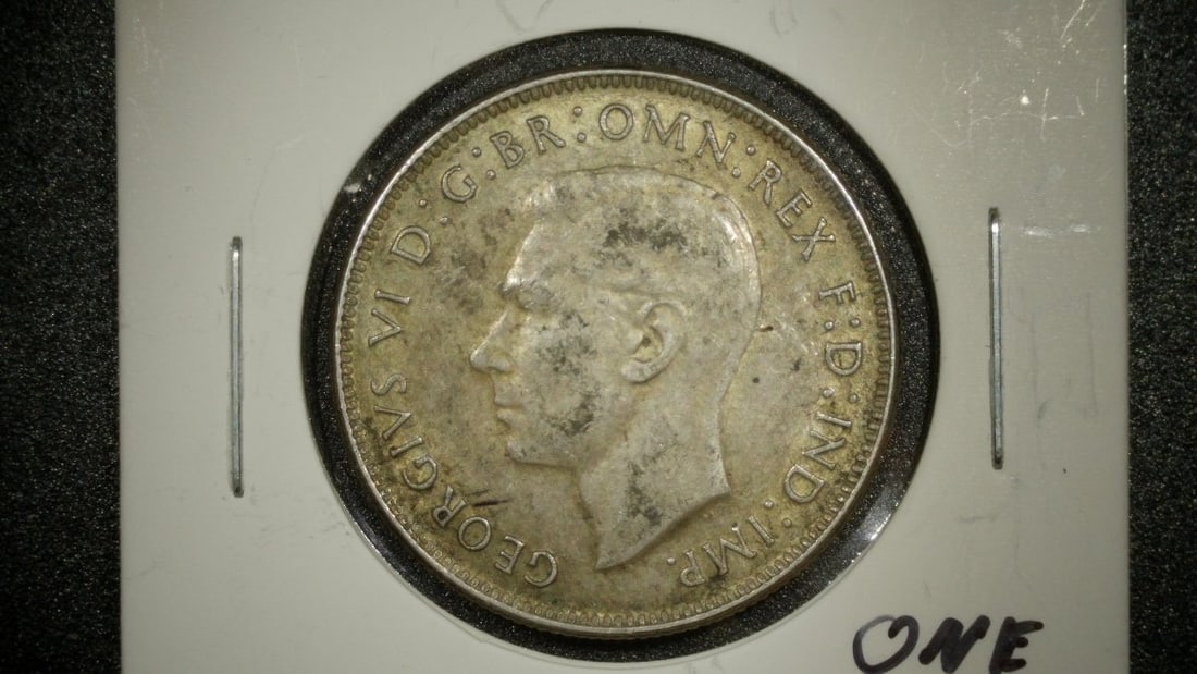 1944 Australia One Florin Coin King George VI Very Fine Silver T H Paget GEORGE KRUGER GRAY - 3