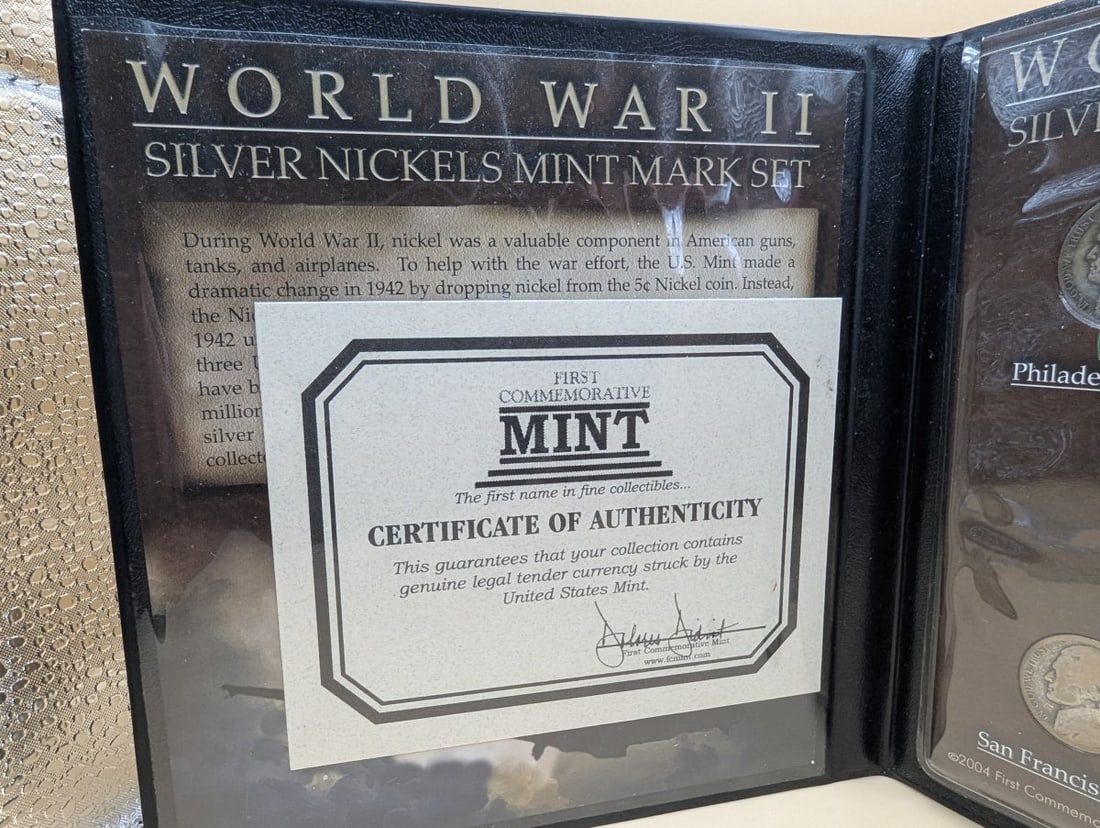 World War II Silver Nickels Mint Mark Set by First Commemorative Mint - Good Grade - 2