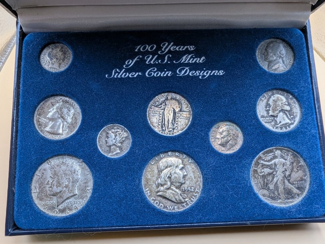 100 Years of U.S. Mint Silver Coin Designs Set - Good Condition - American Historic Society - 2
