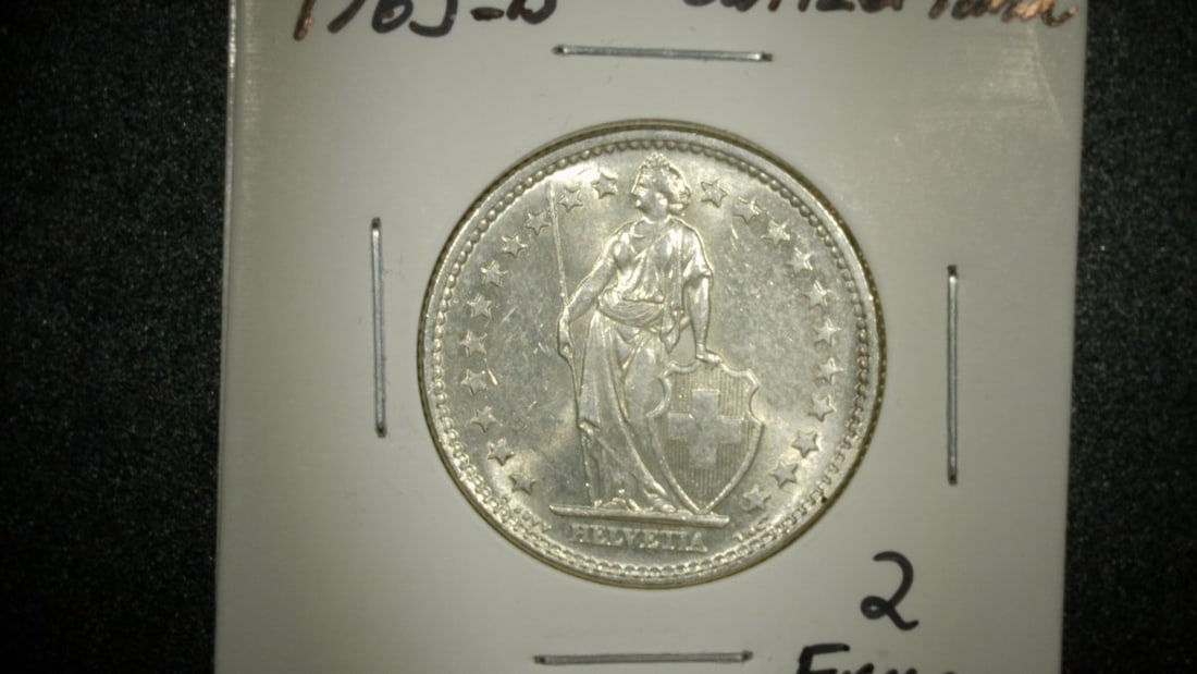 1960-1965 Switzerland 2 Francs Coins Collection Antoine Bovy 3 pcs Silver - 5
