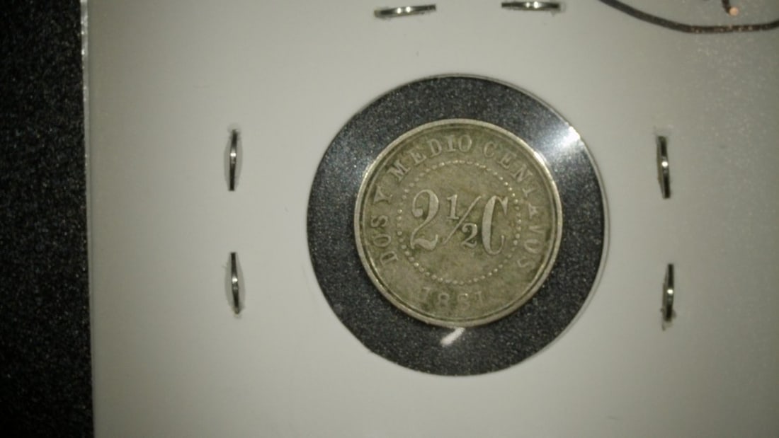 1881 Colombia 2 1/2 Centavos Coin Very Fine Casa de Moneda de Colombia - 2