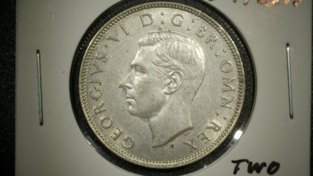 1933 King George V One Shilling & 1943 King George VI Two Shillings Silver Coins Lot - 3