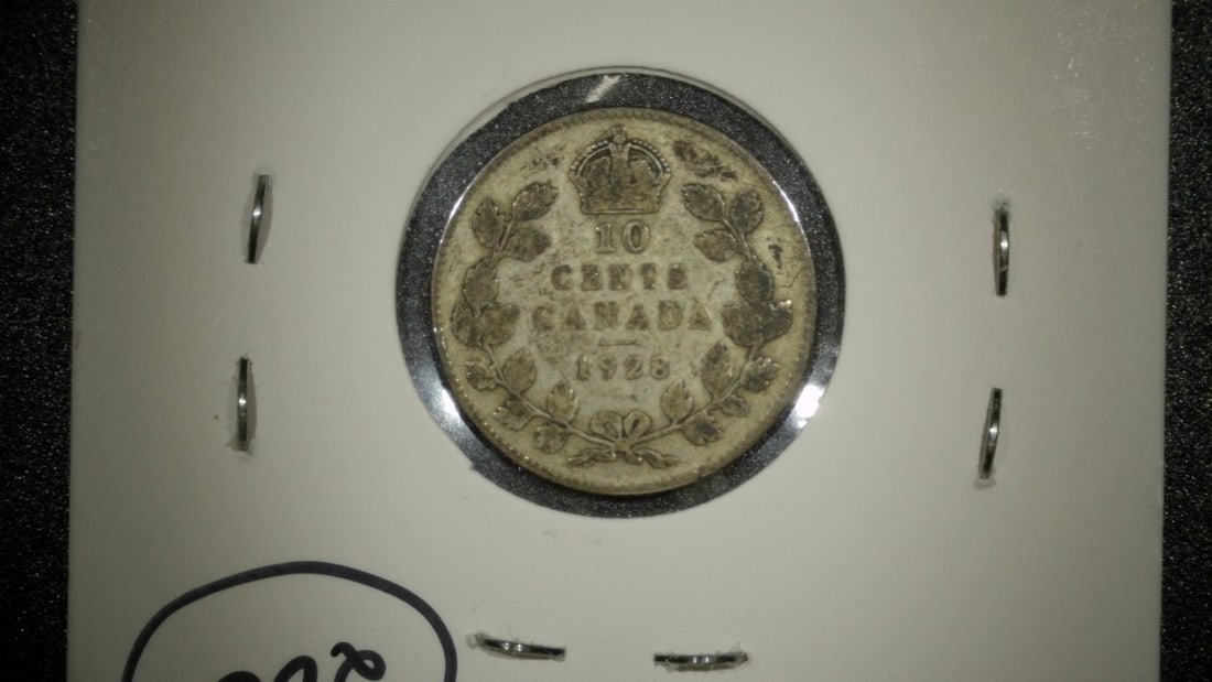 1928 Canada 10 Cents Coin George V Fine Silver Dime Royal Canadian Mint - 2