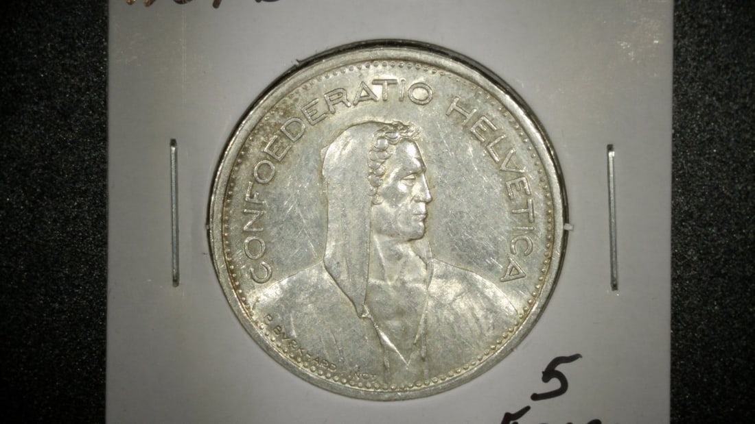 1954-B Switzerland 5 Francs Coin Mint State by Paul Burkhard Silver: **Important** Please read below description on how to avoid high shipping costs. This stunning Swiss 5 Francs coin from 1954 features the distinctive 'B' mint mark, indicating it was struck in Bern.