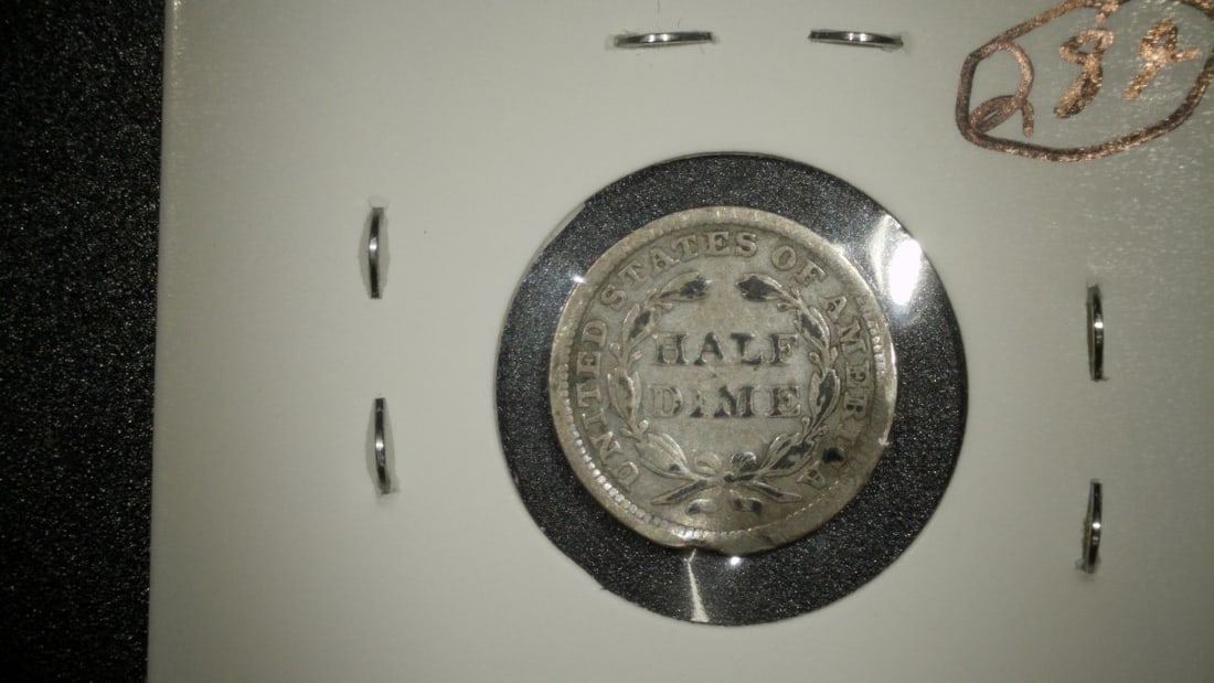 1858 Seated Liberty Half Dime Very Good Damage Christian Gobrecht United States Mint - 2