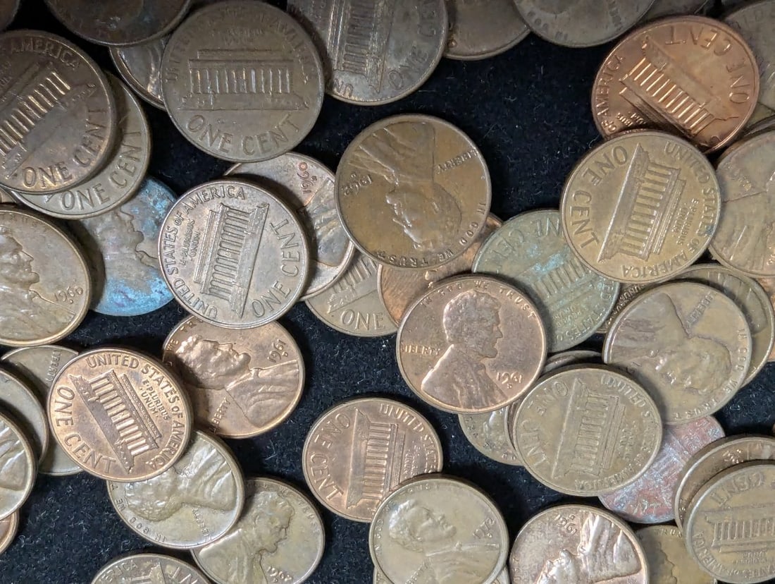 2 Pounds of Fair 1950s-60s Lincoln Memorial Copper Cents by United States Mint - 2