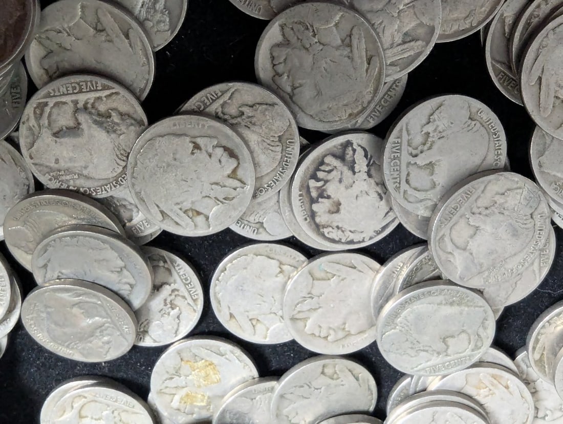 Bulk Lot of 2.4 Pounds No Date U.S. Buffalo Nickels by James Earle Fraser - Fair Grade - 2