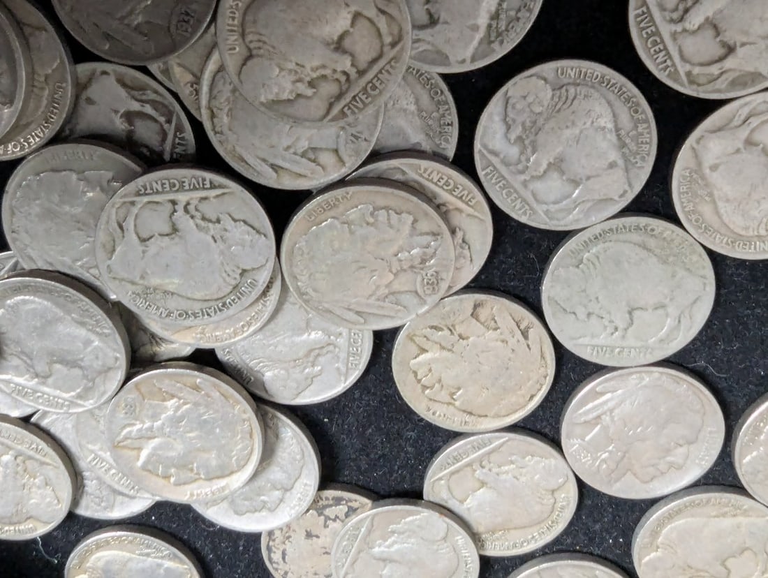 Bulk Lot of U.S. Buffalo Nickels, Mixed Dates and No Dates, Fair Grade by James Earle Fraser - 2