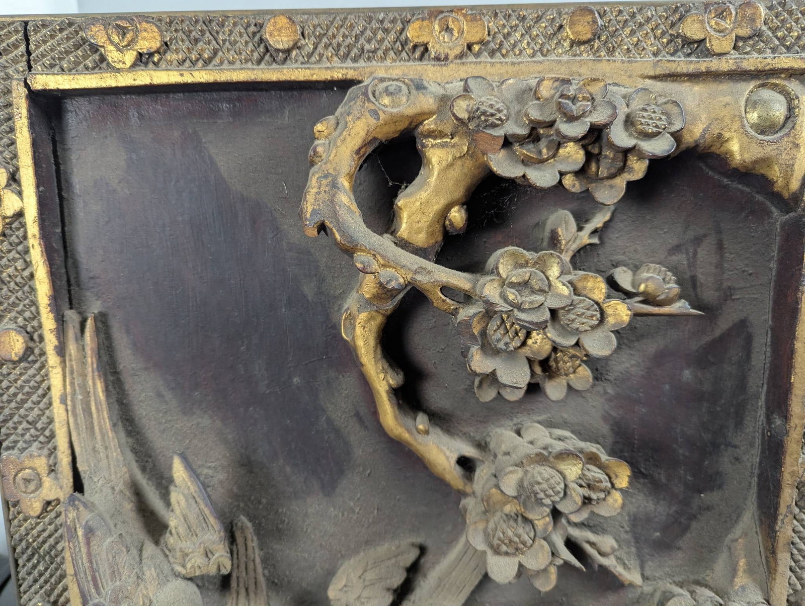 Antique Shitai Chinese Carved Wood Folding Screen with Gilded Relief Panels - 3