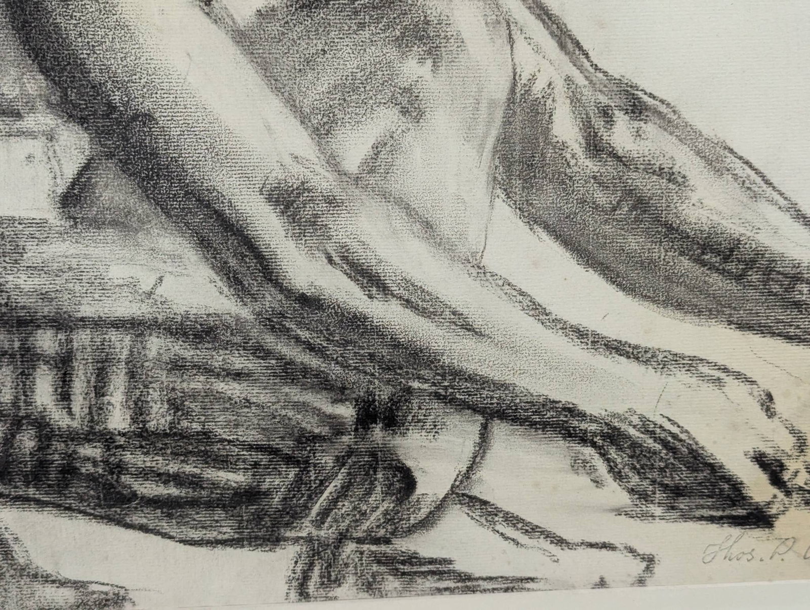 Charcoal on Paper by Thomas Pollock Anshutz Depicting a Crouching Male Figure - 10