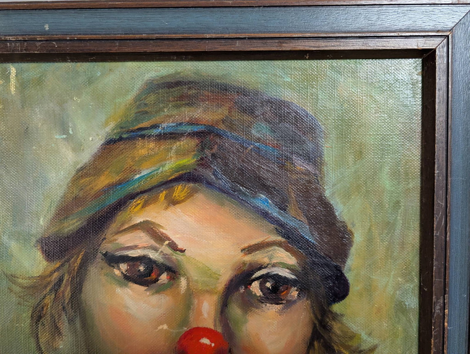 Painting of Suzy Clown by Helen Bucki in Rustic Frame - 3
