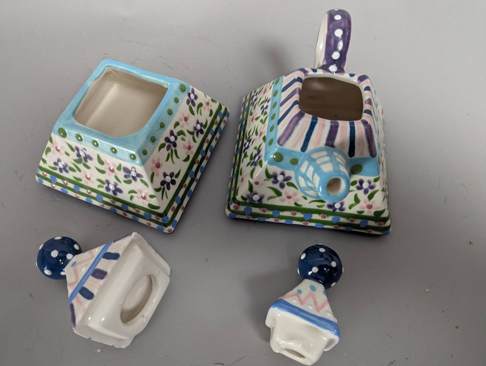 Hand-Painted Ceramic Pyramid-Shaped Teapot and Sugar Jar Jad-6-2000 - 3