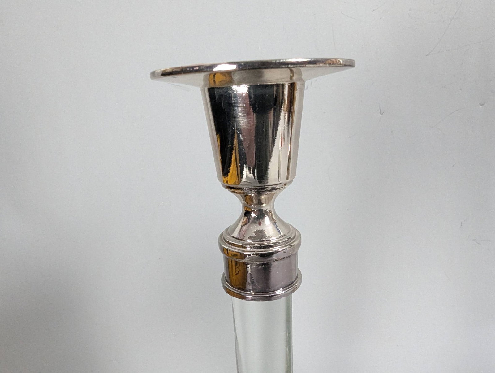 Retired Restoration Hardware Silver-Plated and Lucite Taper Candle Holders - 5