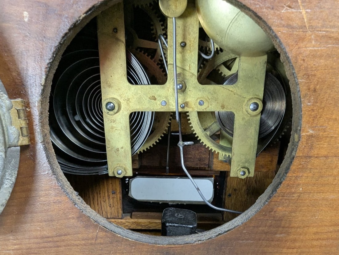 E. Ingraham Co Cabinet No 7 Antique Oak Mantel Clock - 10