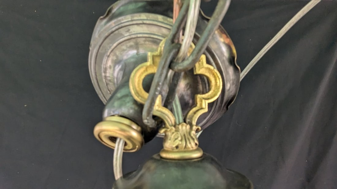 Vintage Spanish Revival Style 6-Light Chandelier Brass Gold Leaf Decorative Lighting - 4