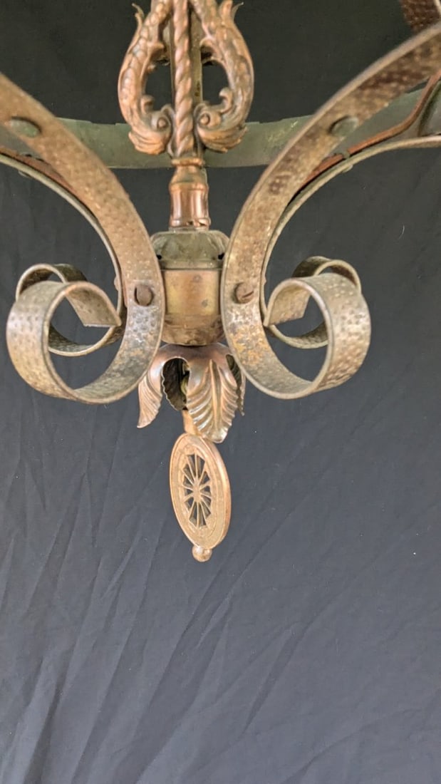 Vintage Spanish Gothic Revival Six-Light Chandelier Exquisite Design Early 20th Century - 4