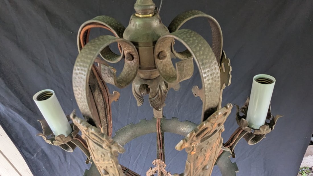 Vintage Spanish Gothic Revival Six-Light Chandelier Exquisite Design Early 20th Century - 5