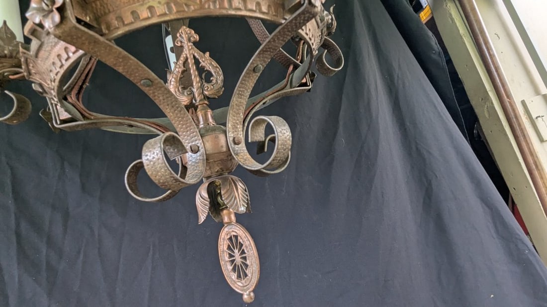Vintage Spanish Gothic Revival Six-Light Chandelier Exquisite Design Early 20th Century - 8