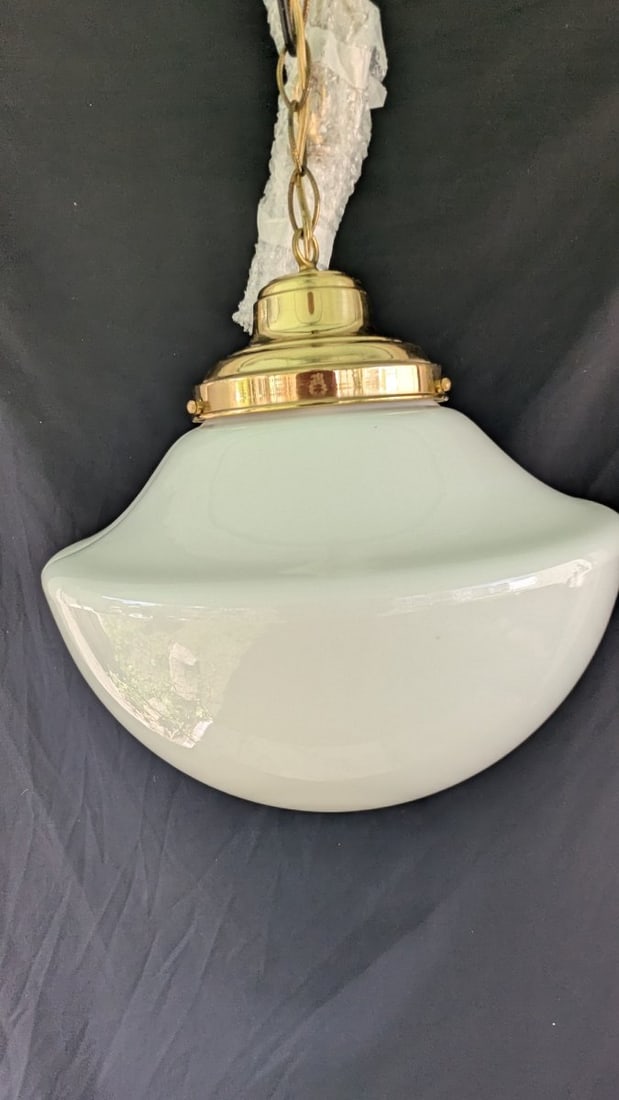 Vintage Style Schoolhouse Pendant Light Fixture Milk Glass Brass Fitter Multiple Available: **Important** Please read below description on how to avoid high shipping costs. Illuminate your space with this charming Vintage-Style Schoolhouse Pendant Light! This stunning fixture features a