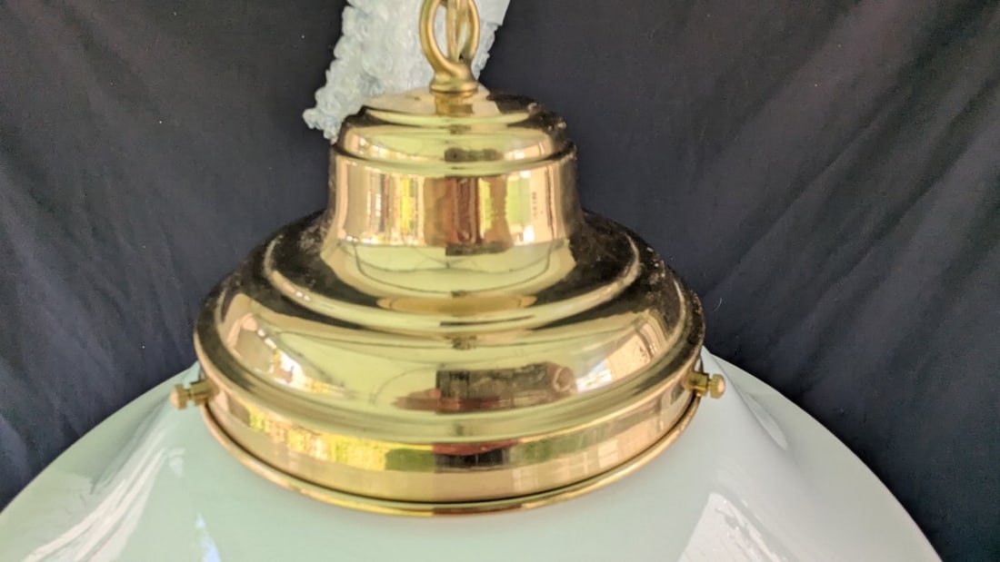 Vintage Style Schoolhouse Pendant Light Fixture Milk Glass Brass Fitter Multiple Available - 2