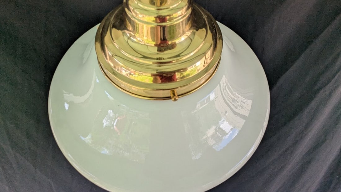 Vintage Style Schoolhouse Pendant Light Fixture Milk Glass Brass Fitter Multiple Available - 3