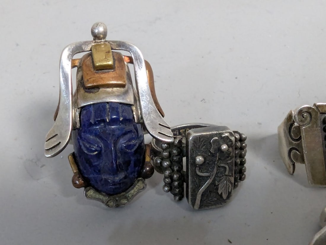 Collection of Vintage Mexican Southwestern Sterling Silver Jewelry Taxco JLF Danny's Miguel - 5