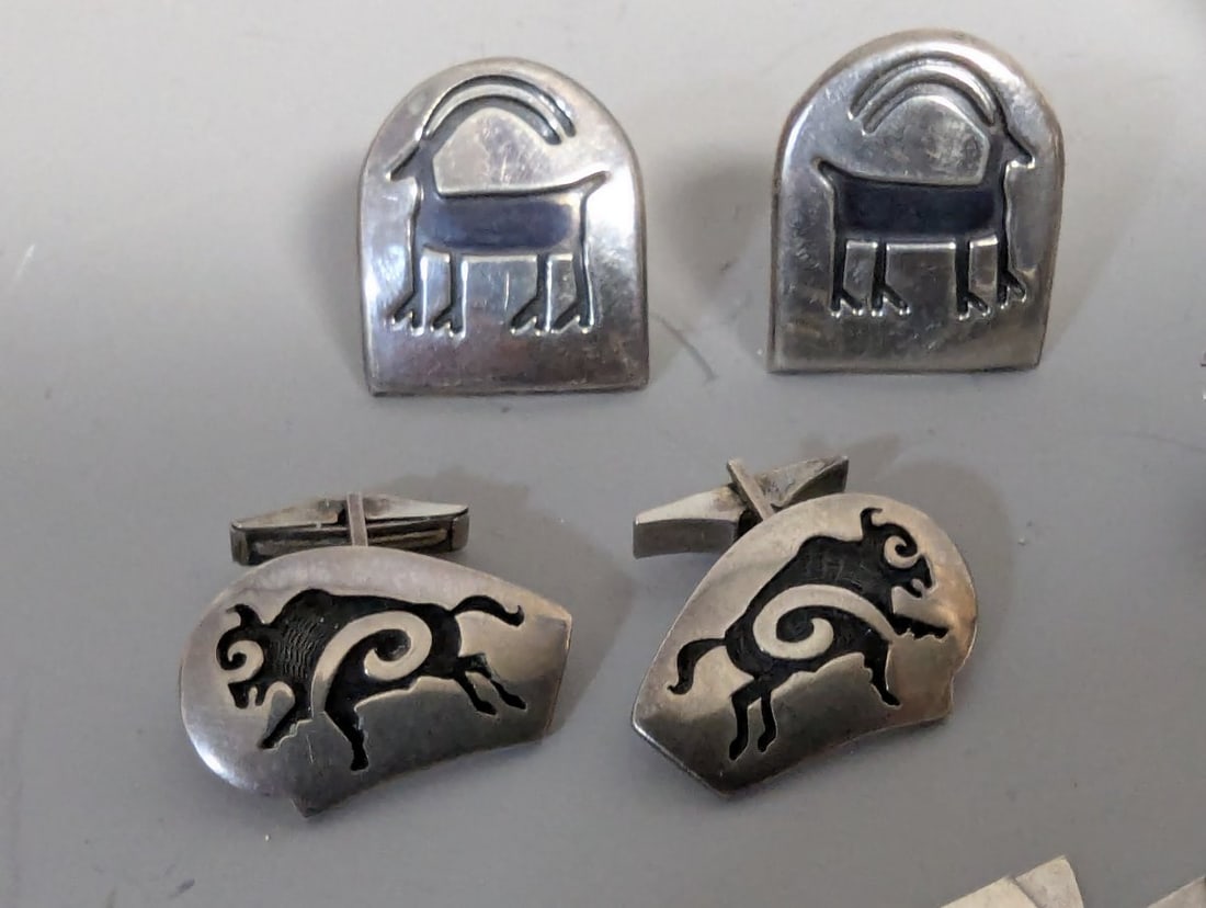 Collection of Vintage Mexican Southwestern Sterling Silver Jewelry Taxco JLF Danny's Miguel - 6