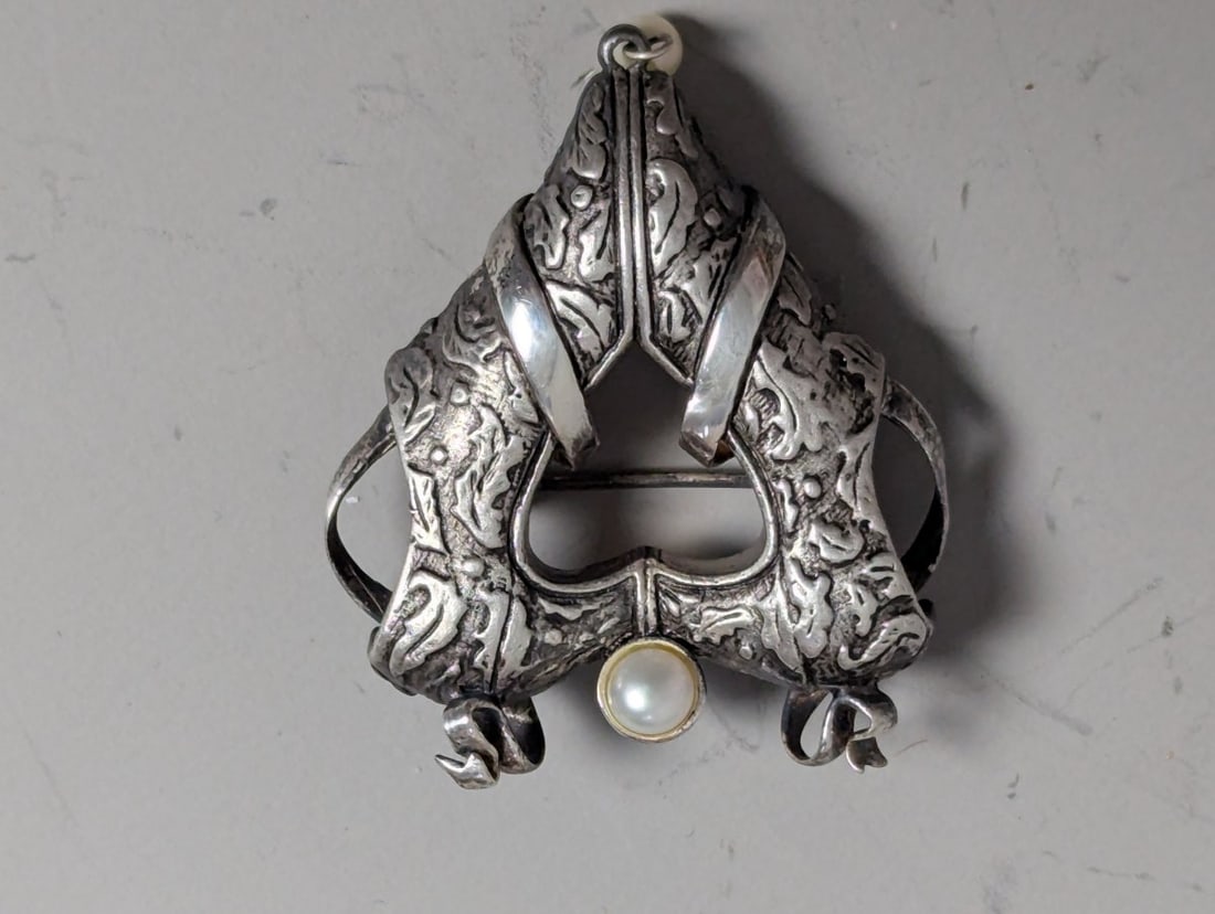 Vintage Georg Jensen Sterling Silver Brooch & Other Antique Jewelry Collection - 3