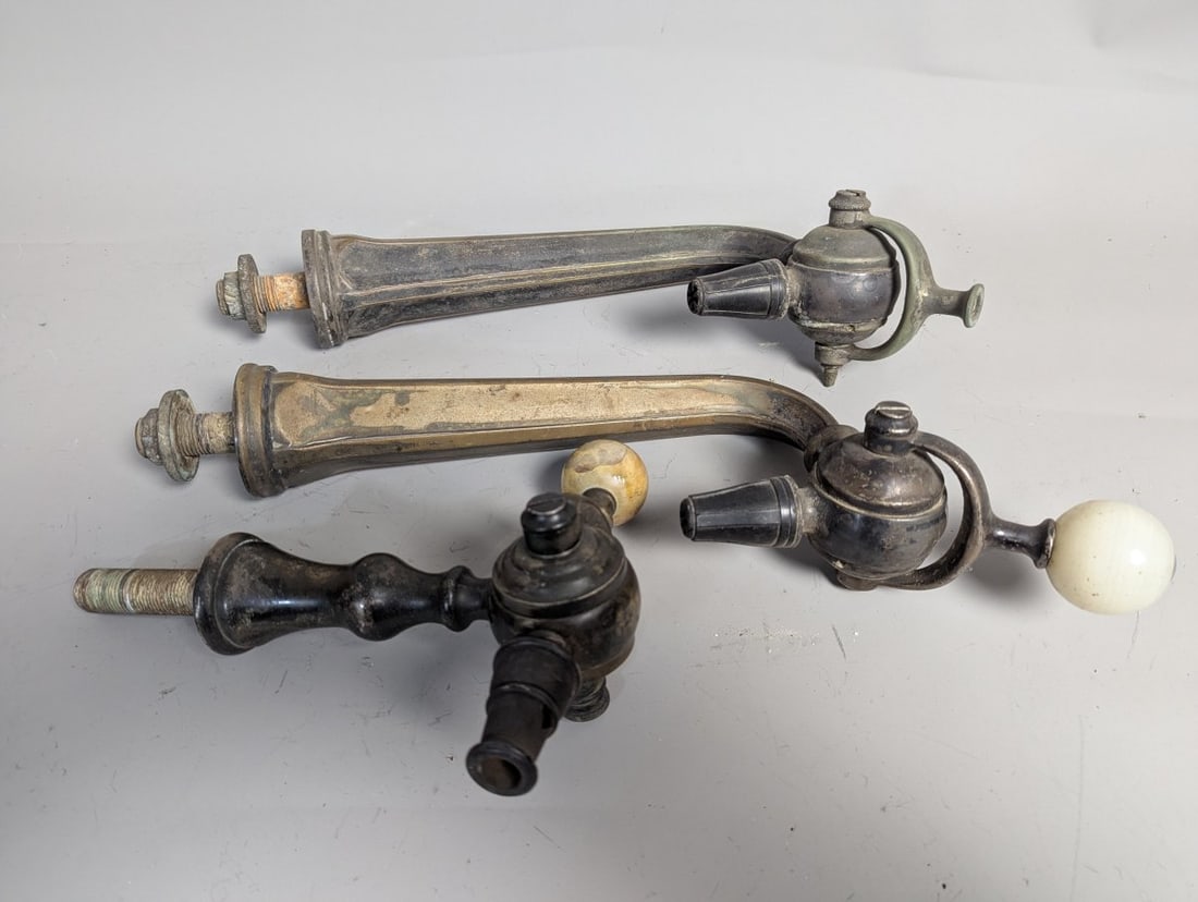 Collection of Vintage Soda Fountain Taps Decorative Antique Spigots 19th Century: **Important** Please read below description on how to avoid high shipping costs. This captivating collection features three antique soda fountain taps, each showcasing the unique style of the late