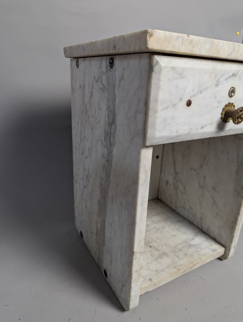 Antique Marble Barber Shop Cabinet Vintage Furniture Medical Stand White Marble - 5