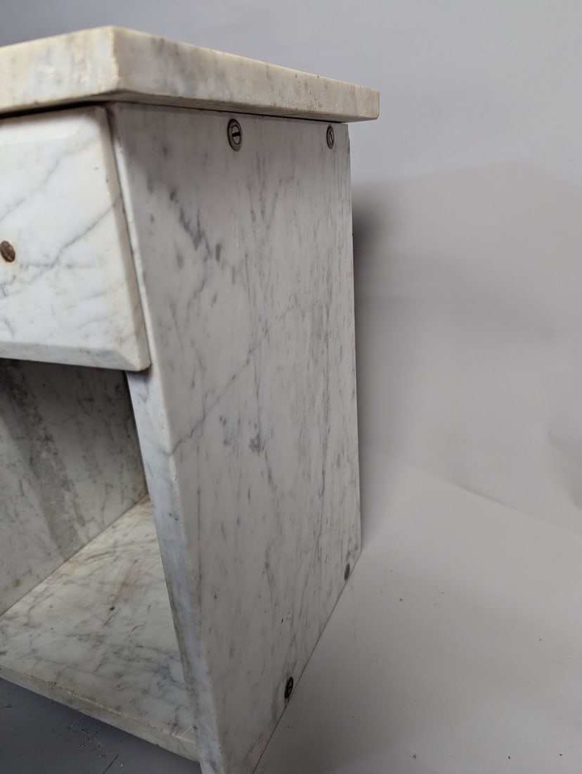 Antique Marble Barber Shop Cabinet Vintage Furniture Medical Stand White Marble - 6