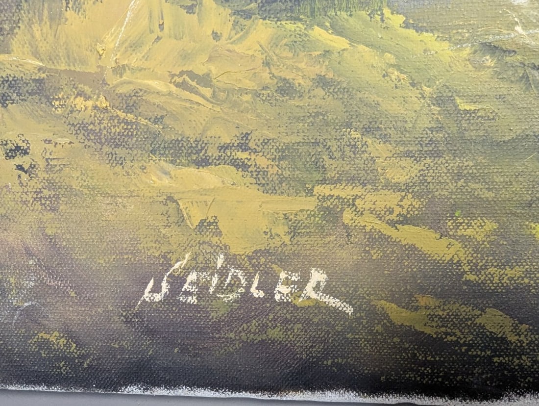 Seidler Oil on Canvas Alpine Landscape Painting Scenic Mountain Lake Art 32 x 24 - 12