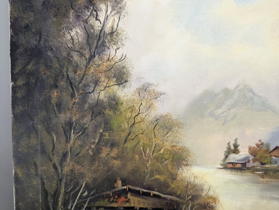 Seidler Oil on Canvas Alpine Landscape Painting Scenic Mountain Lake Art 32 x 24 - 5
