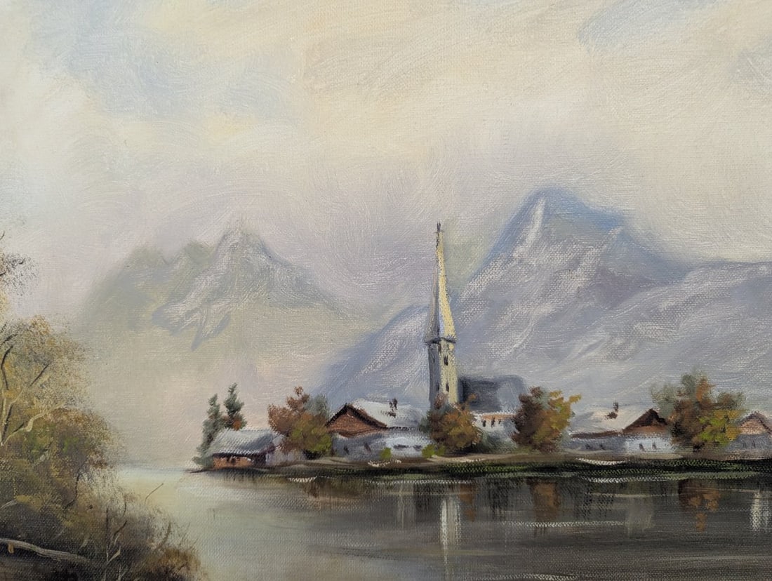 Seidler Oil on Canvas Alpine Landscape Painting Scenic Mountain Lake Art 32 x 24 - 6