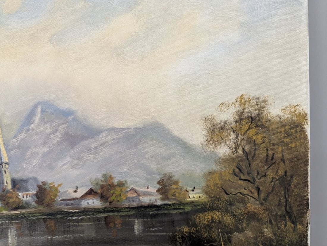 Seidler Oil on Canvas Alpine Landscape Painting Scenic Mountain Lake Art 32 x 24 - 8