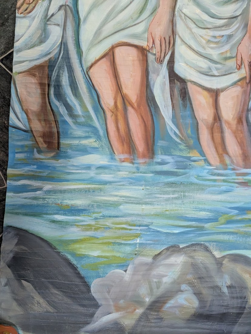 Large Unsigned Religious Oil Painting on Canvas with Beautiful Religious Motifs - 10