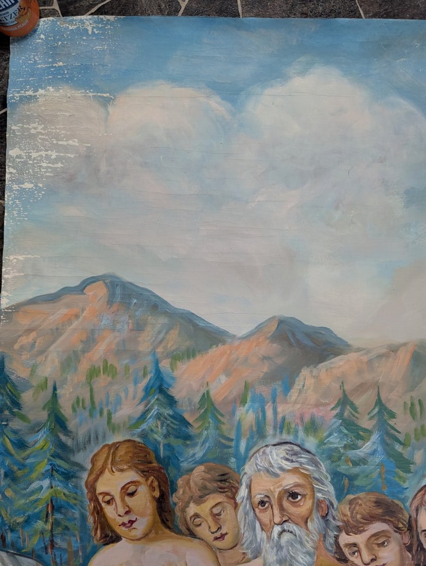 Large Unsigned Religious Oil Painting on Canvas with Beautiful Religious Motifs - 4