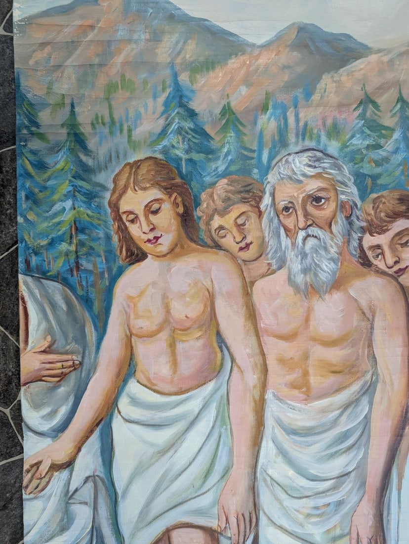 Large Unsigned Religious Oil Painting on Canvas with Beautiful Religious Motifs - 5