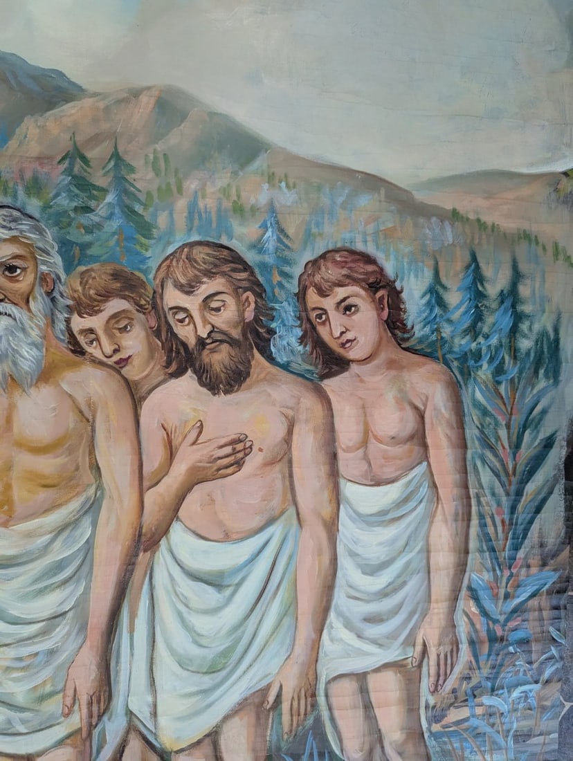 Large Unsigned Religious Oil Painting on Canvas with Beautiful Religious Motifs - 6