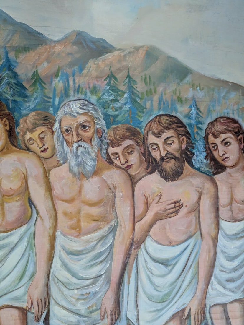Large Unsigned Religious Oil Painting on Canvas with Beautiful Religious Motifs - 7