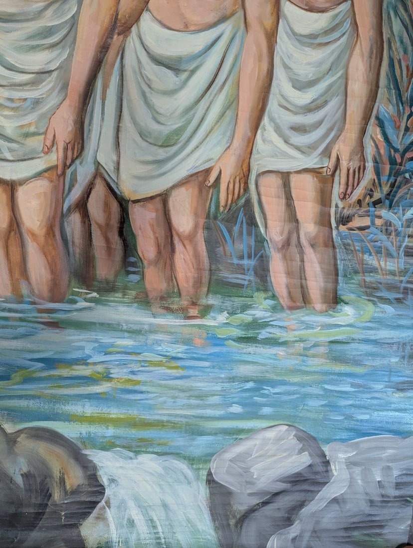 Large Unsigned Religious Oil Painting on Canvas with Beautiful Religious Motifs - 9