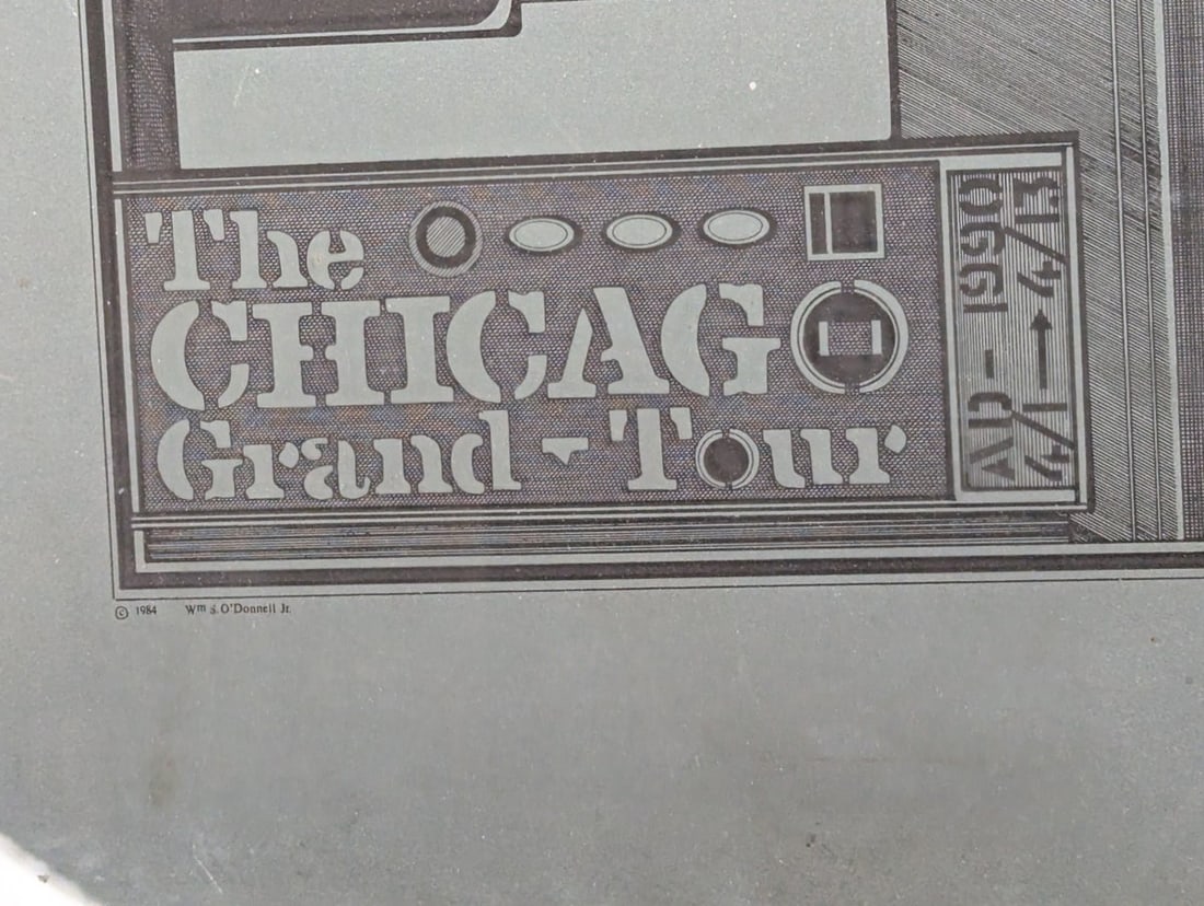Wm S. O'Donnell Jr. Chicago Grand-Tour Etched Glass Art Panel 25 x 35 Jazz Theme - 8